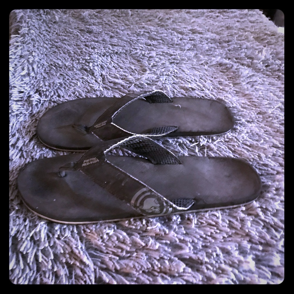 ☠️men’s metal Mulisha black flip flops size 12 🏁